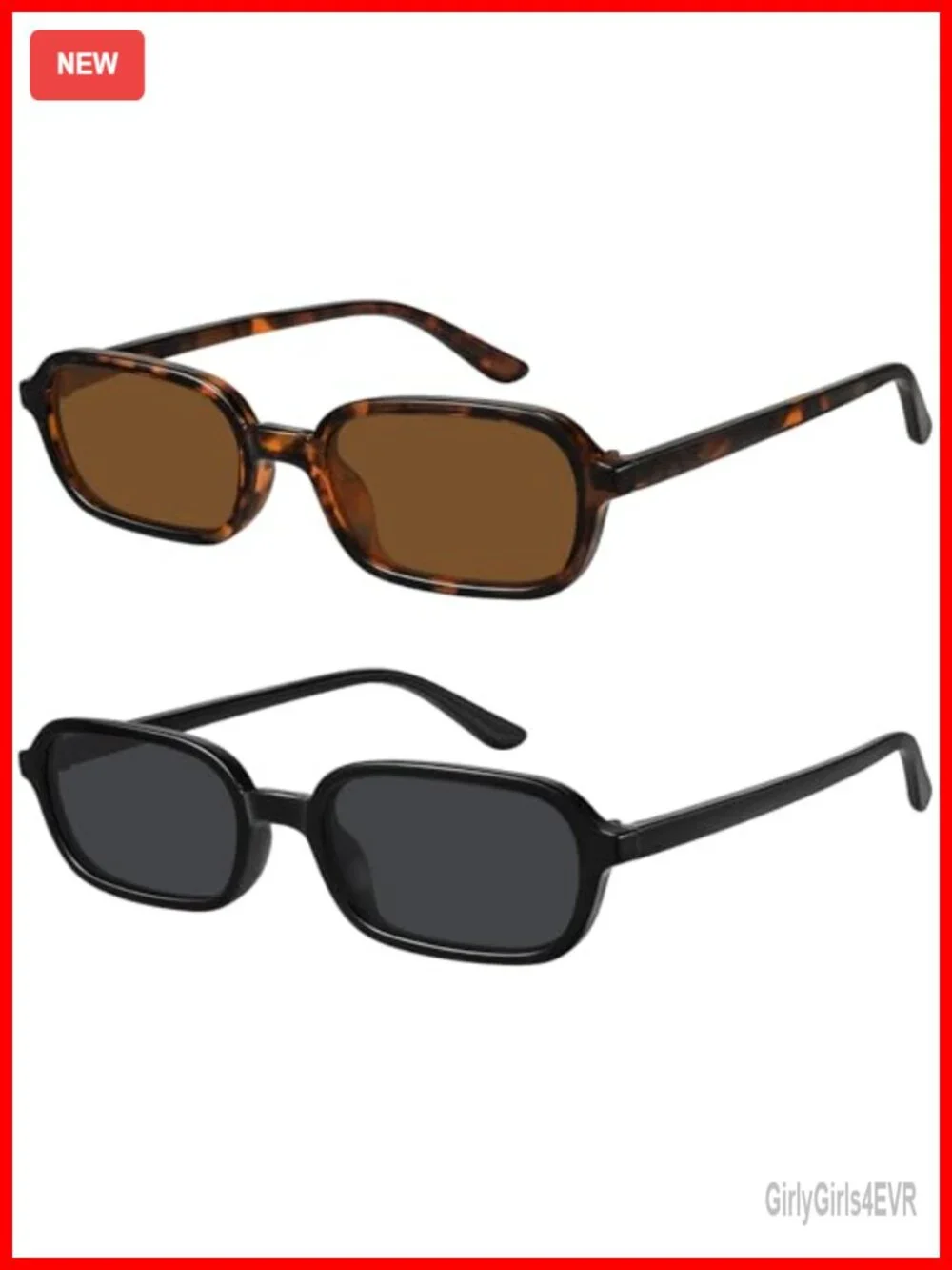 Retro Rectangle Sunglasses Women Small Trendy 90s UV400 Protection